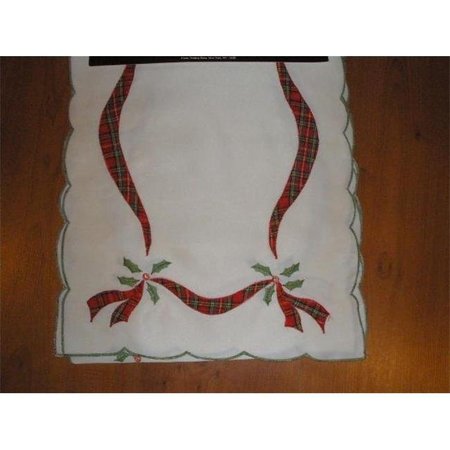 TAPESTRY TRADING Tapestry Trading ZC09008-1436 14 x 36 in. Embroidered Christmas Ribbon Cutwork Placemats ZC09008/1436